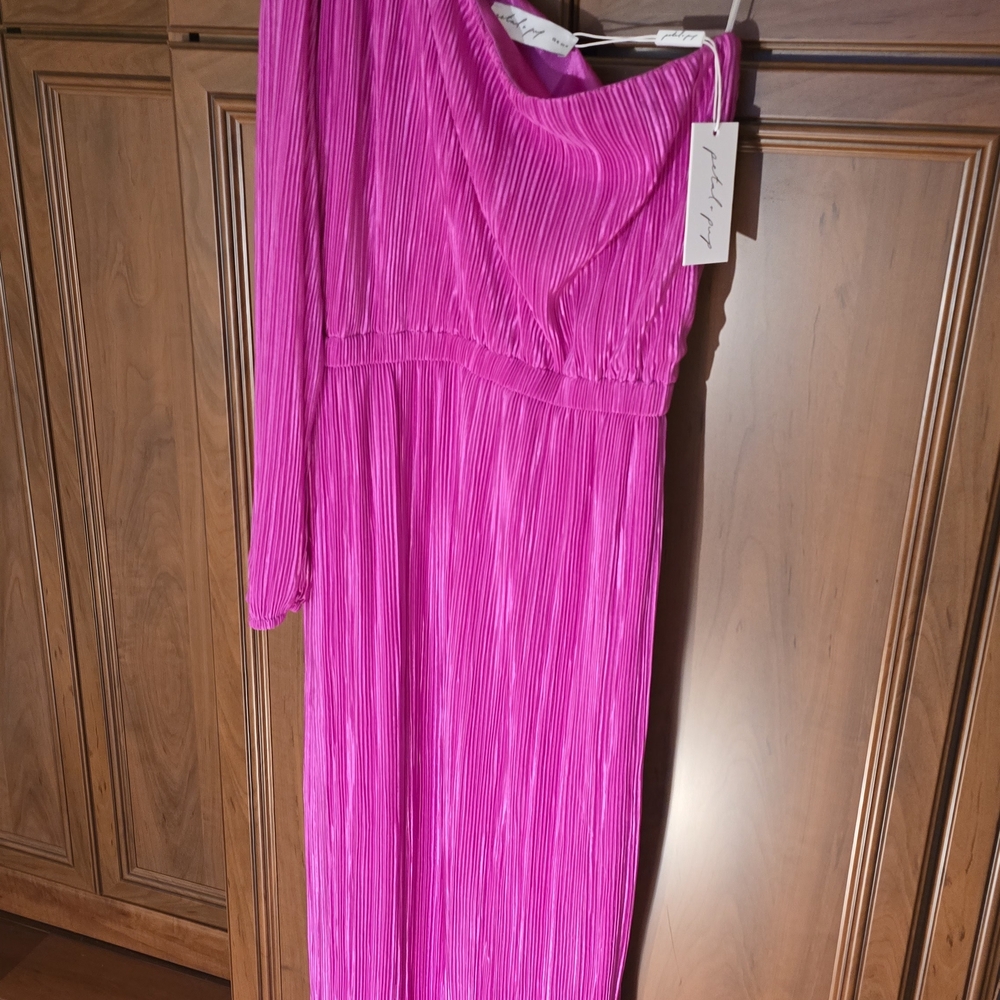 Petal & Pup Vibrant Pink One-Shoulder Dress